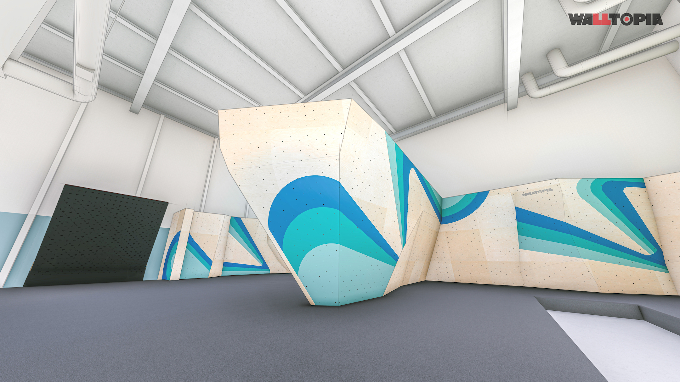 Render of new boulder walls from South East angle