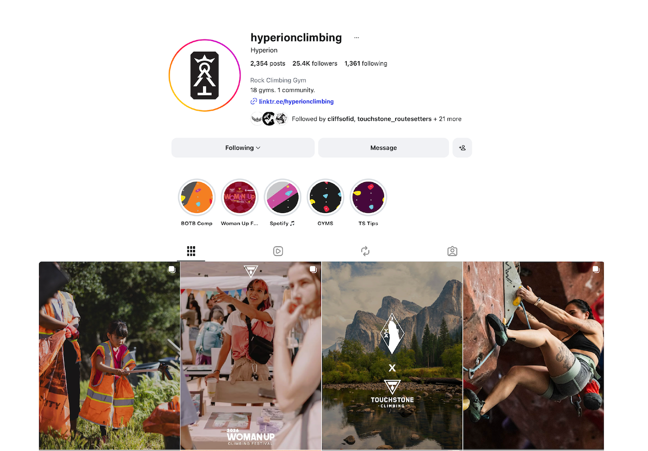Hyperion instagram homepage