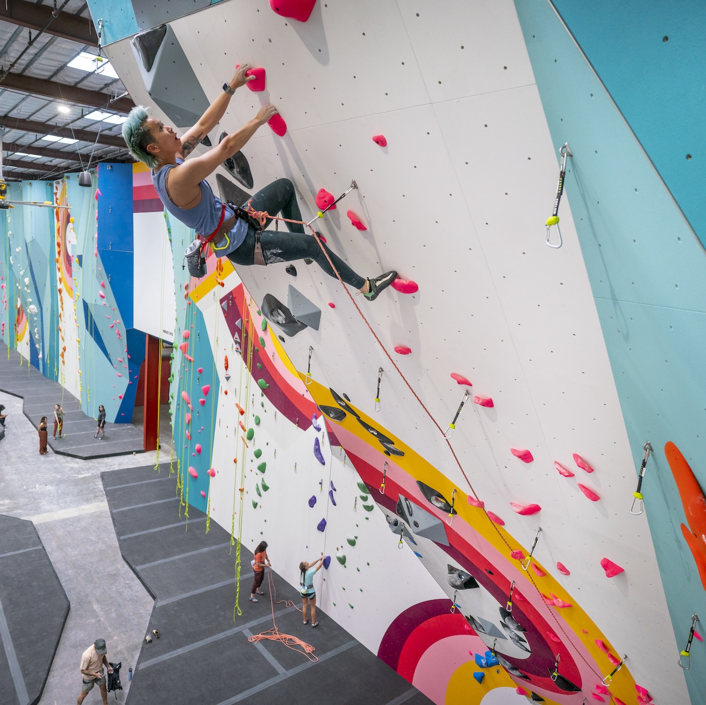 Lead climber on the wall