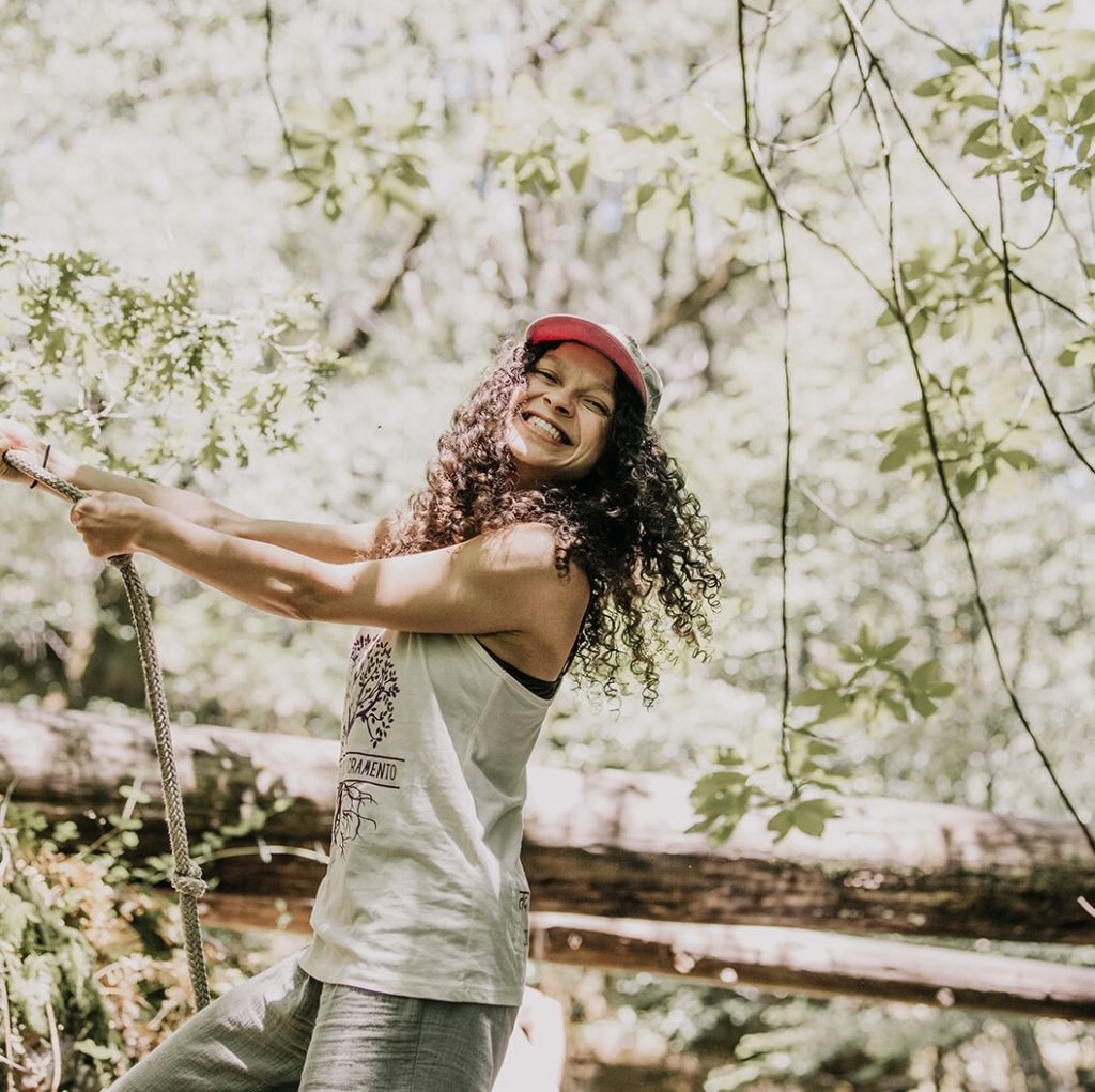 Donna on a rope swing