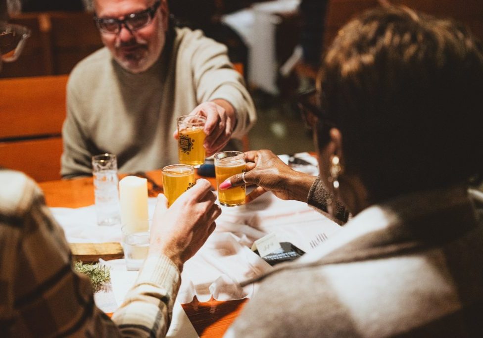 humans drinking beer