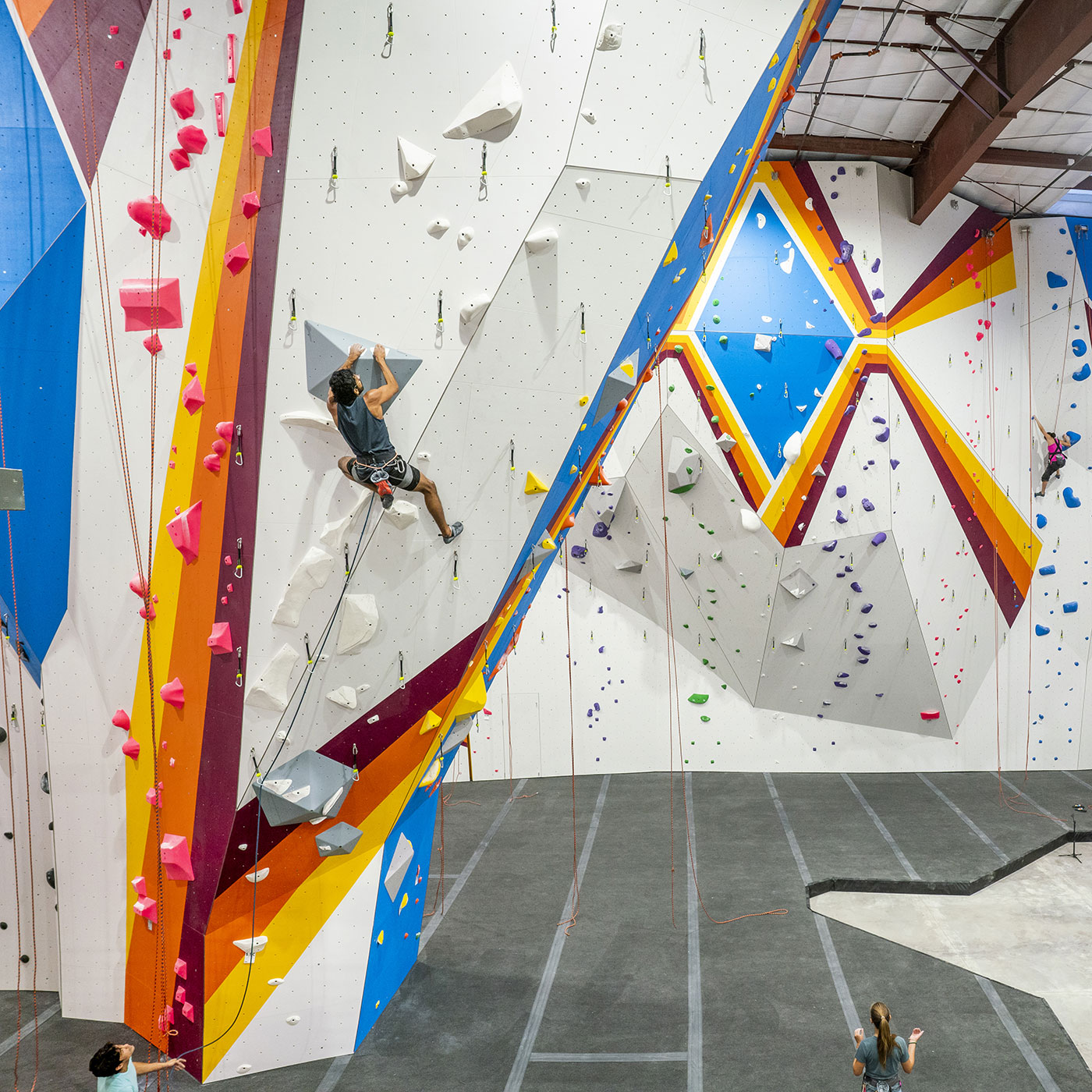 Lead climber climbing at The Post