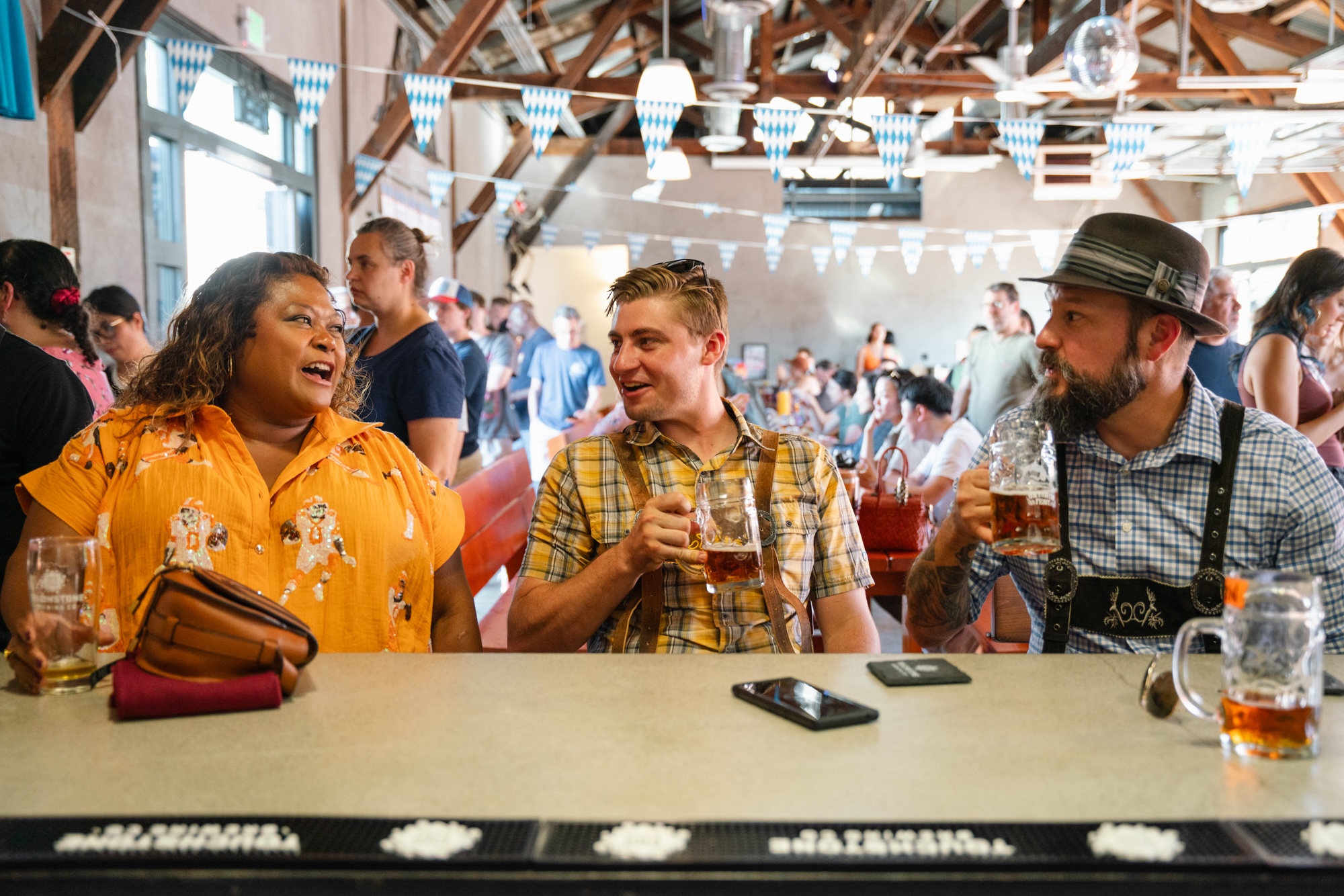 People drinking beer in our taproom