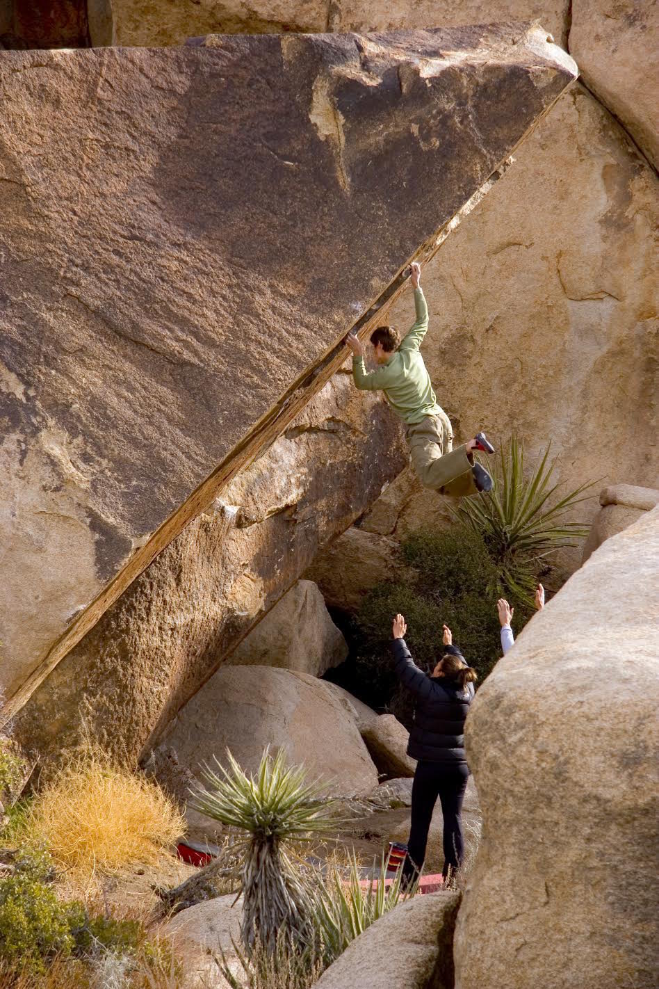 Ethan on the second ascent of Iron Resolution, Real Hidden Valley, Joshua Tree. Photo credit: Damon Corso