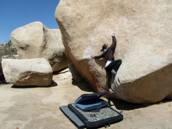 Me, the day I learned how to smear with my cheek on Stem Gem, Hidden Valley Campground, Joshua Tree. Photo credit: Chris Daulton