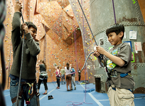 Kids rock climbing in Oakland