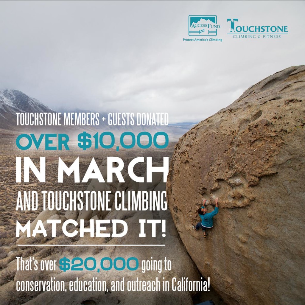 Touchstone Climbing raised money for the Access Fund