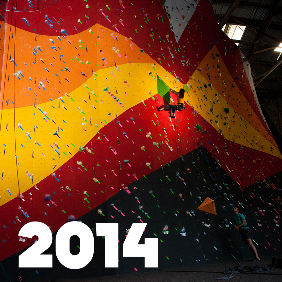 Climber high on wall at Mission Cliffs