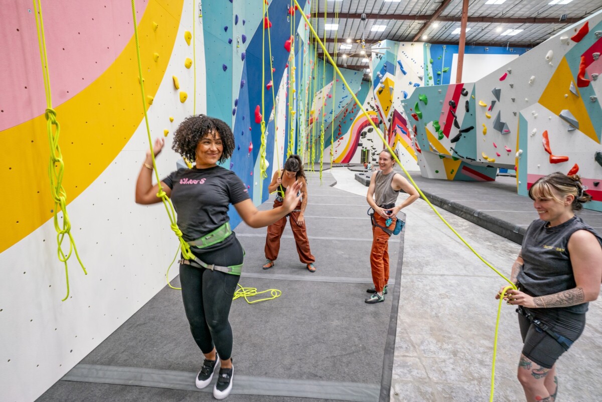 Employees climbing