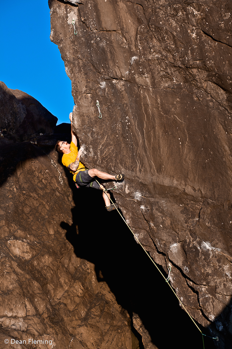 Taylor Morrow climbing Reality Check 5.12b